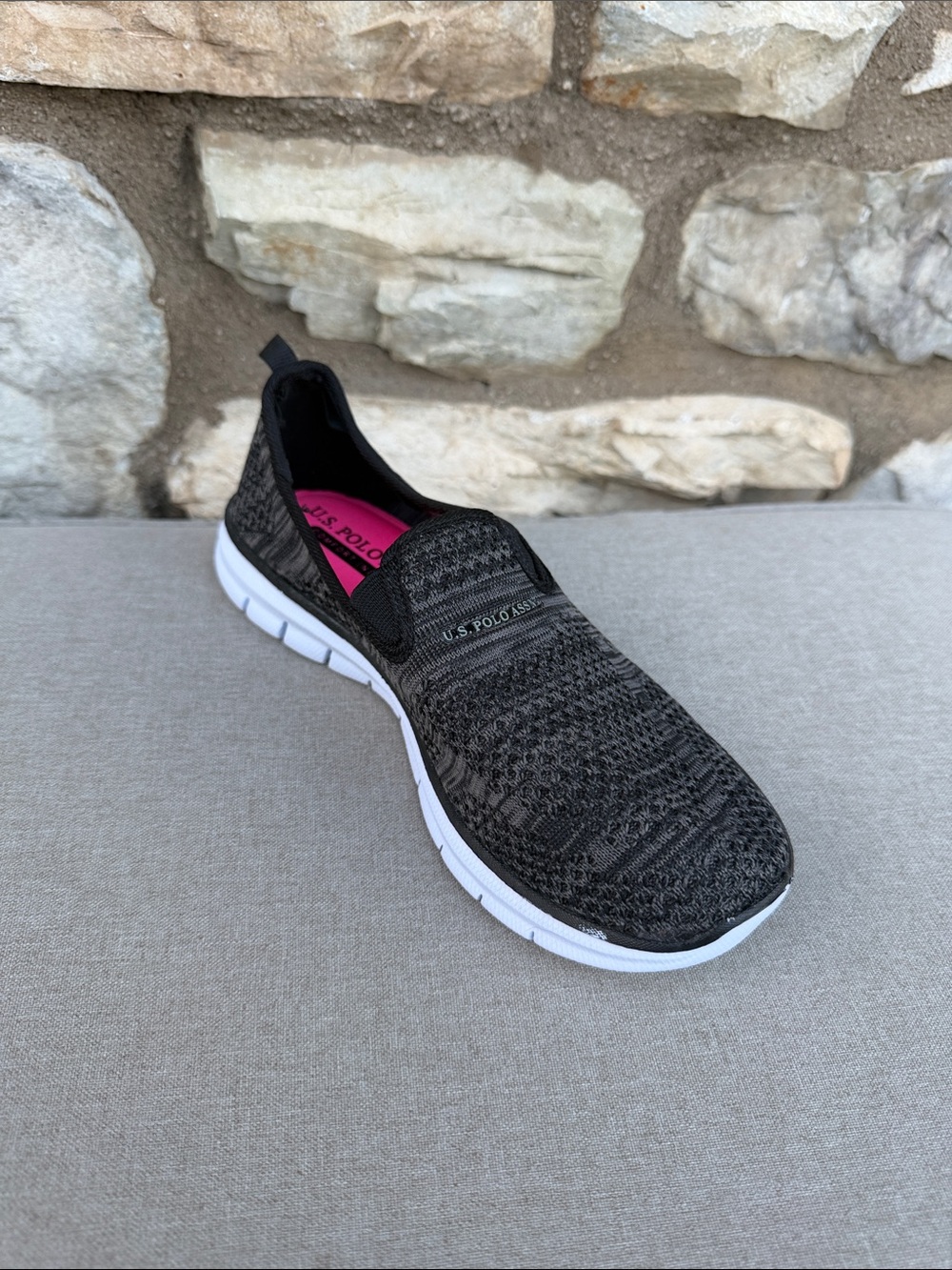 U.S. Polo Assn. Women's Black Knit Slip-On Sneakers size 6.5